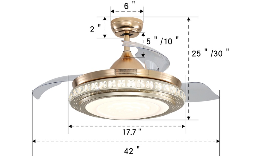 Image 8: 42 Inch LED Ceiling Fan Light with Retractable Blades & Remote Control