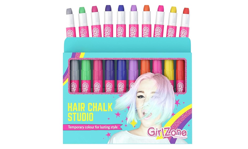 Image 2: Girl Zone 10-Piece Hair Chalk Pens, Vibrant and Metallic Colours