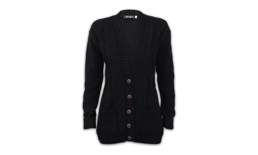 Image 2: Cable Knit Boyfriend Cardigan