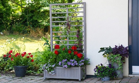 Groupon Unisex Grey Raised Wooden Planter With Climbing Trellis: