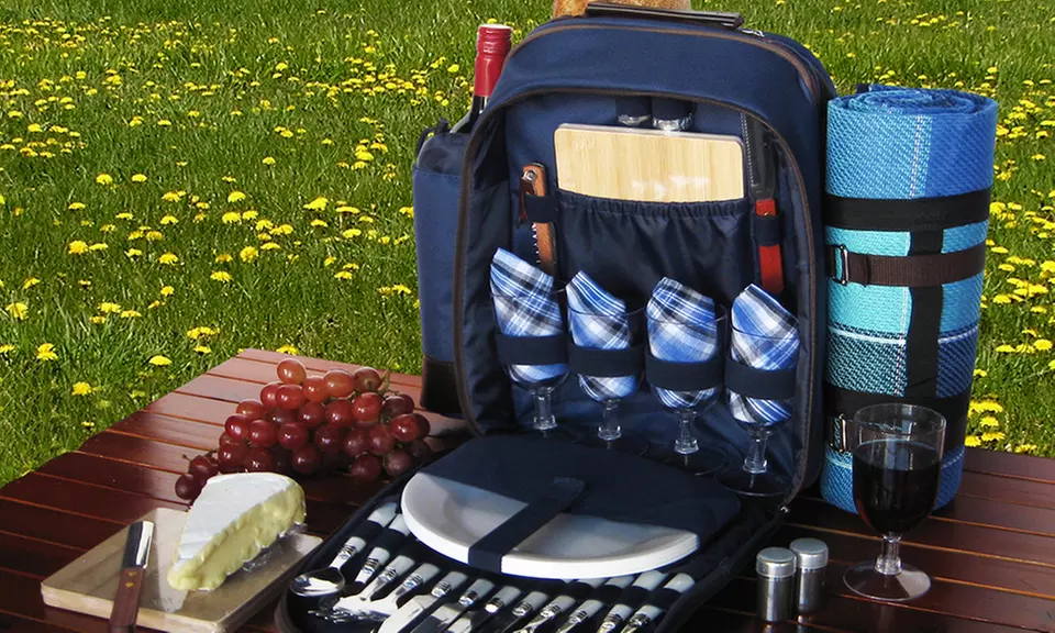 All-in-1 Picnic Backpack Kit with Insulated Cooler, Fleece Blanket, and Place Settings for 4 (30-Piece) - Primary Image