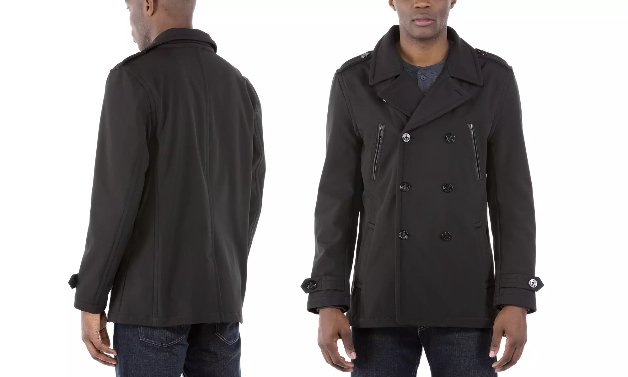 Urban Republic Men's Softshell Double-Breasted Peacoat (Size XL) - Primary Image
