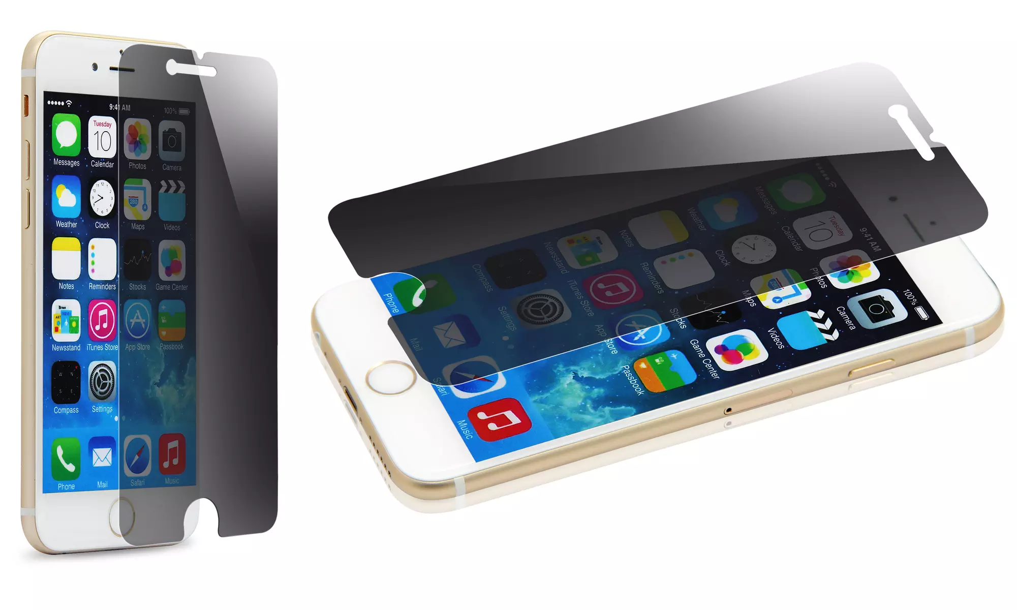 Privacy Anti-Spy 9H Tempered Glass Screen Protector for Apple iPhone 6/6s, 6 Plus/6s Plus, 5/5s, 5c, SE, or Galaxy S6/S7 - Primary Image