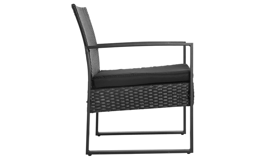 Image 9: Outsunny Square PE-Wicker Bistro Set in black, grey or brown
