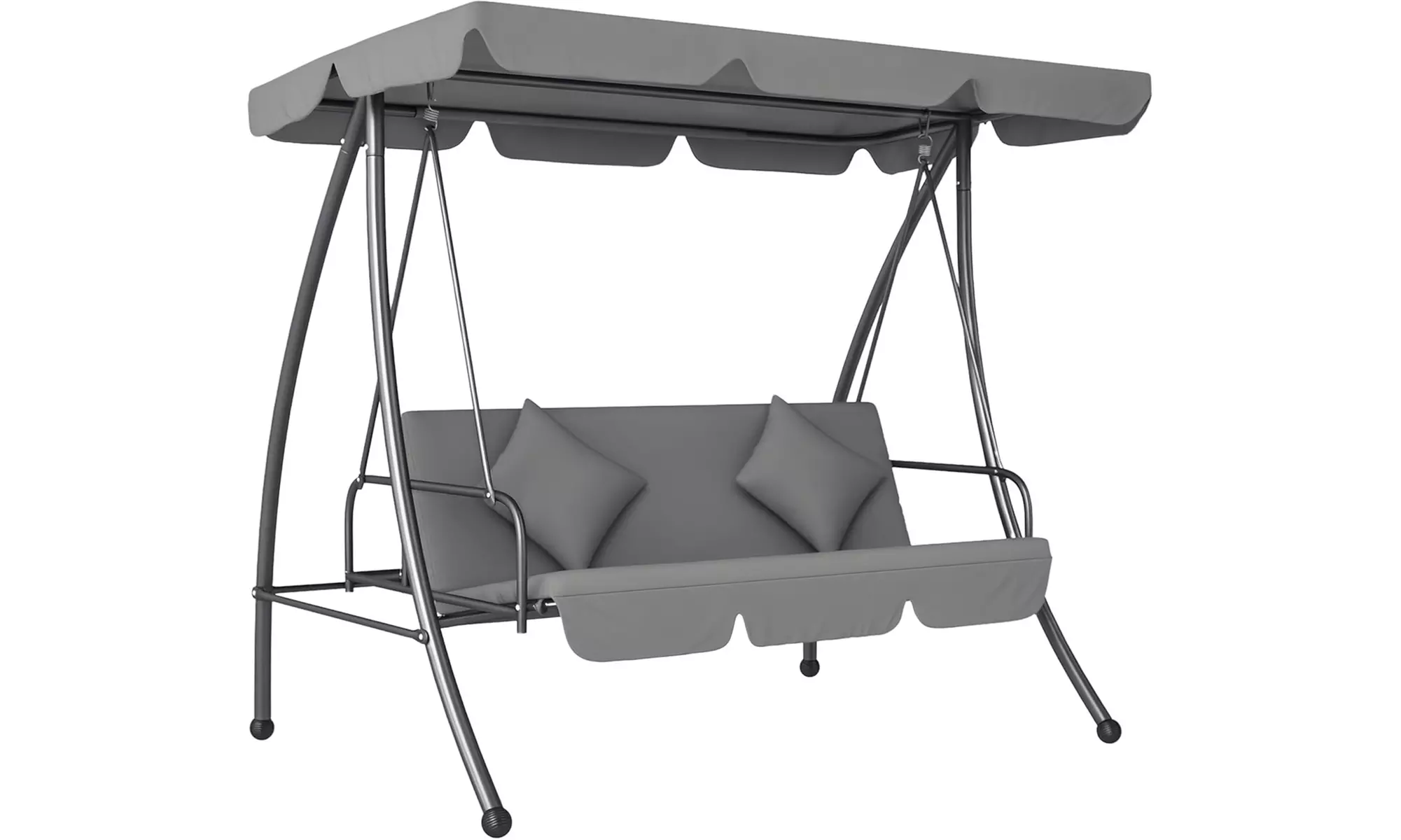 3-Seater Garden Swing Chair with Canopy and Convertible Bed
