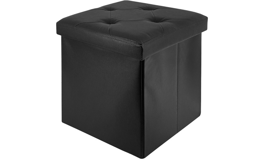 Image 18: Puf cuadrado en ecopiel con almacenamiento
