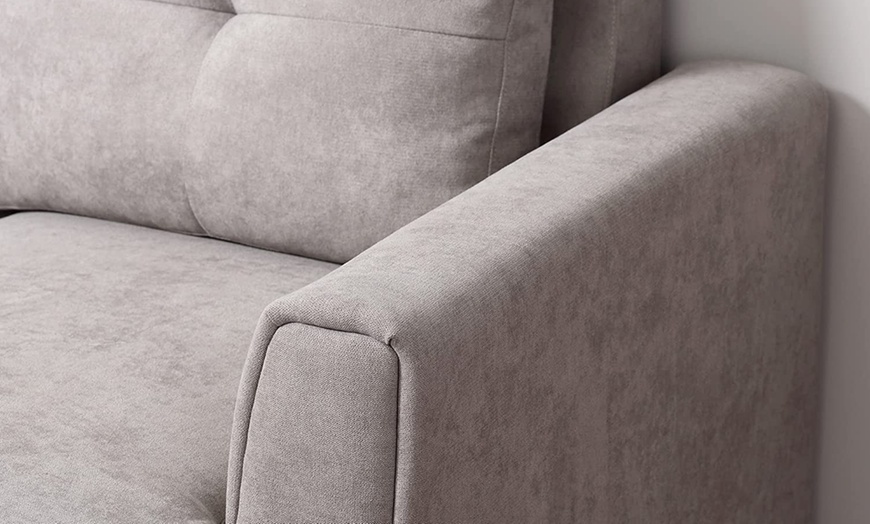 Image 3: HomCom L-Shaped Sofa Bed in Stylish Grey Linen-Look Upholstery