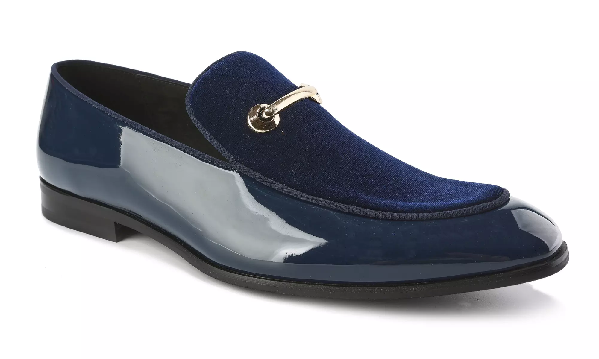Gino Vitale Velvet & Patent Leather Slip On Dress Loafer