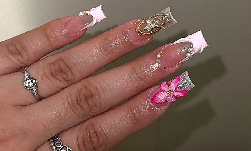 Image 5: Small or Extra Long Acrylic Nail Sets with Unlimited Gems