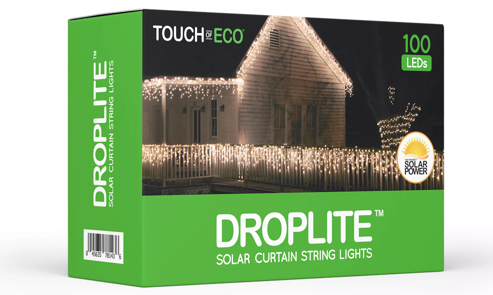 Droplite Solar-Powered Outdoor Curtain String Lights (100 LEDs) - Second Medium