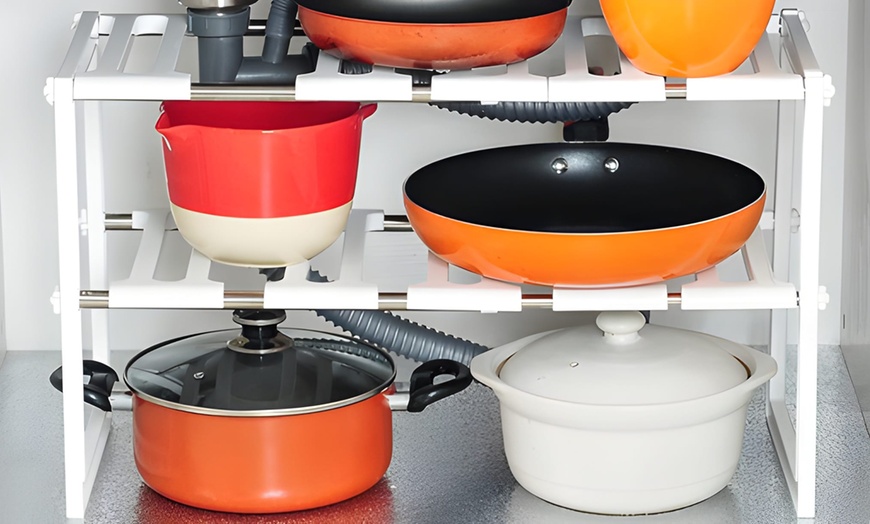 Image 5: Organisateur à 2 niveaux pour cuisine ou salle de bain