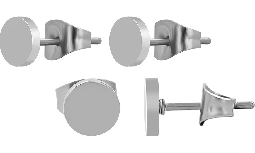 Image 17: Pendientes elegantes de acero inoxidable tipo botón