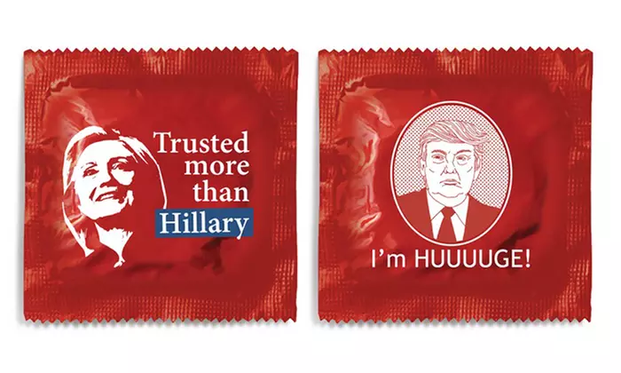 Trump, Hillary, or Bernie Condoms from Funny Condoms (5-, 10-, 50-, or 100-Pack)  - Primary Image