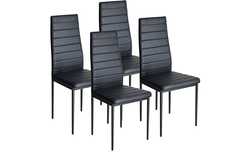 Image 2: Glass Dining Table Set with Chair Options