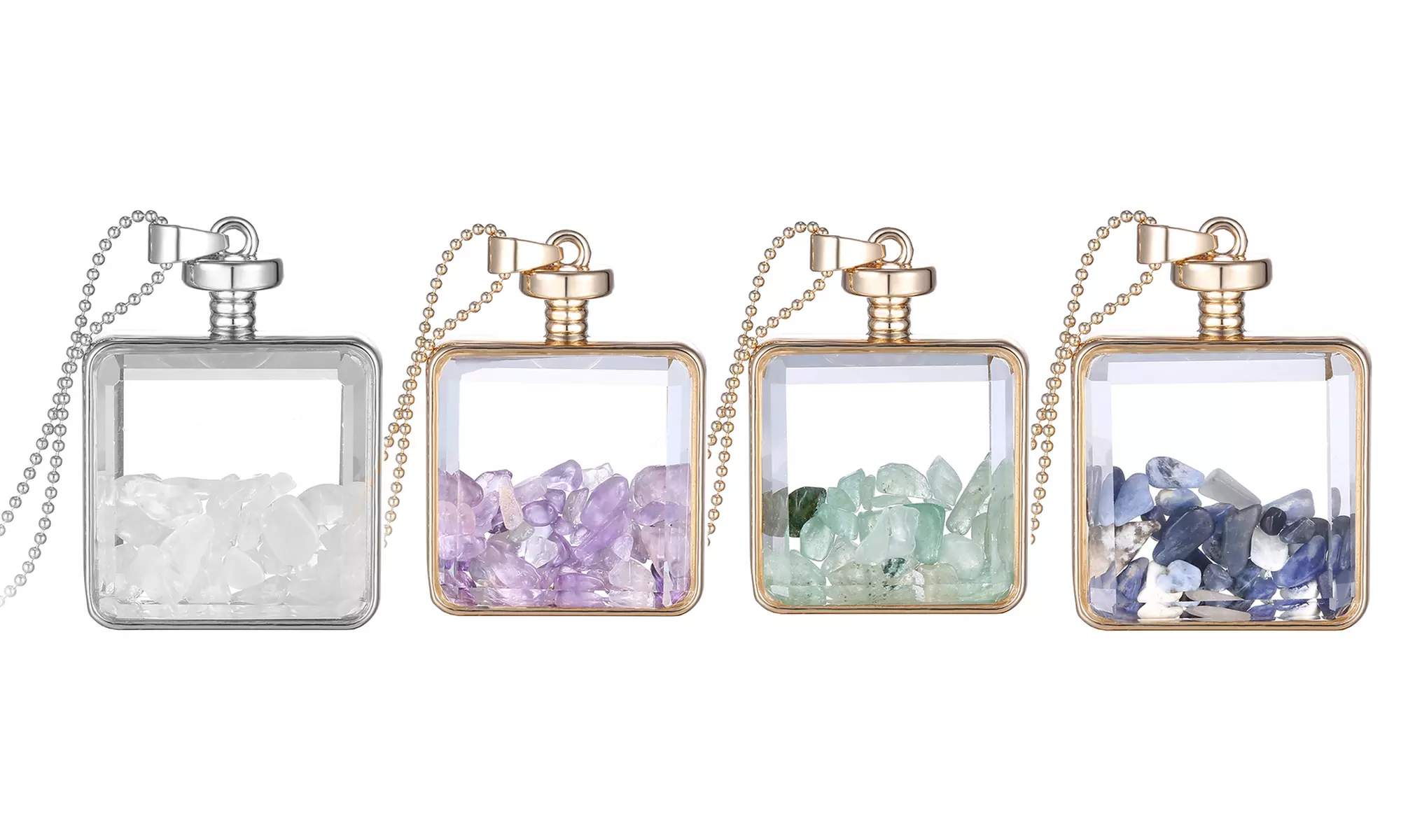 Glass Pendants with Genuine Gemstones in 14K Gold - Primary Image