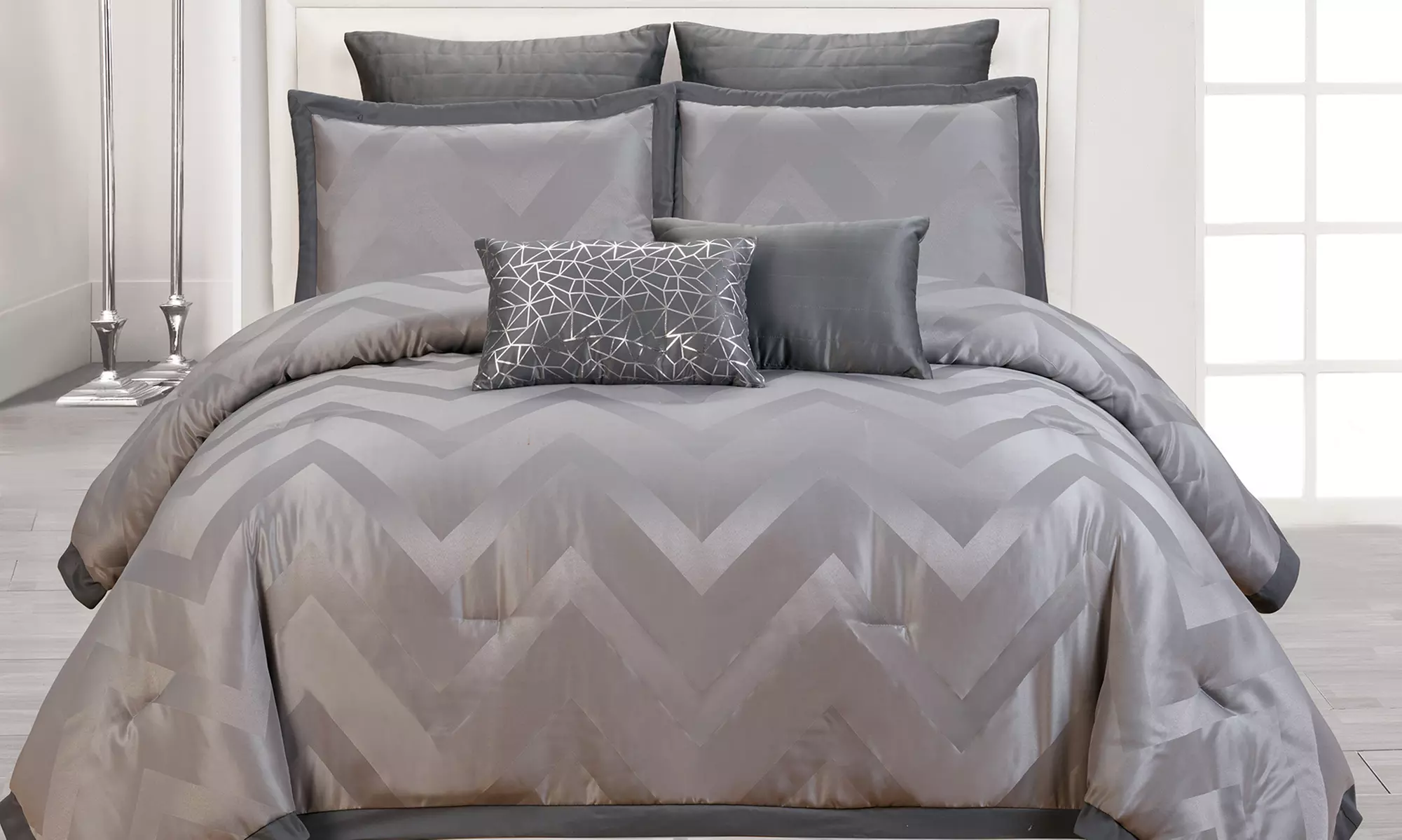 Berkshire Jacquard Oversized and Overfilled Comforter Set (7-Piece) - Primary Image