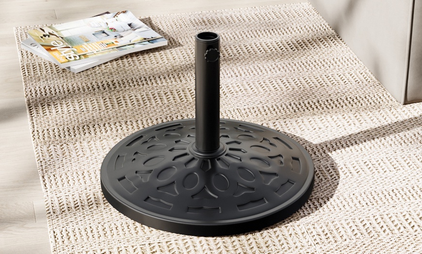 Image 13: Large 3m Black Rotating Outdoor Parasol with Multiple Base Styles