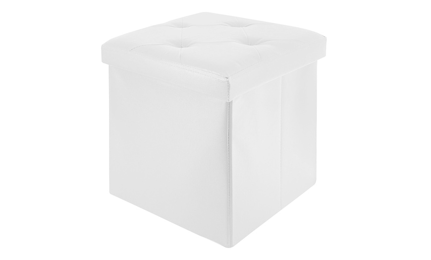 Image 2: Pouf carré en simili cuir avec espace de rangement