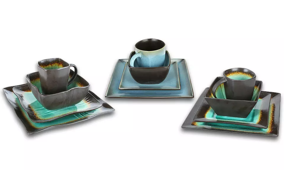 Haus by Kalorik Earthtone Square Dinnerware Set (16 Pieces) - Primary Image