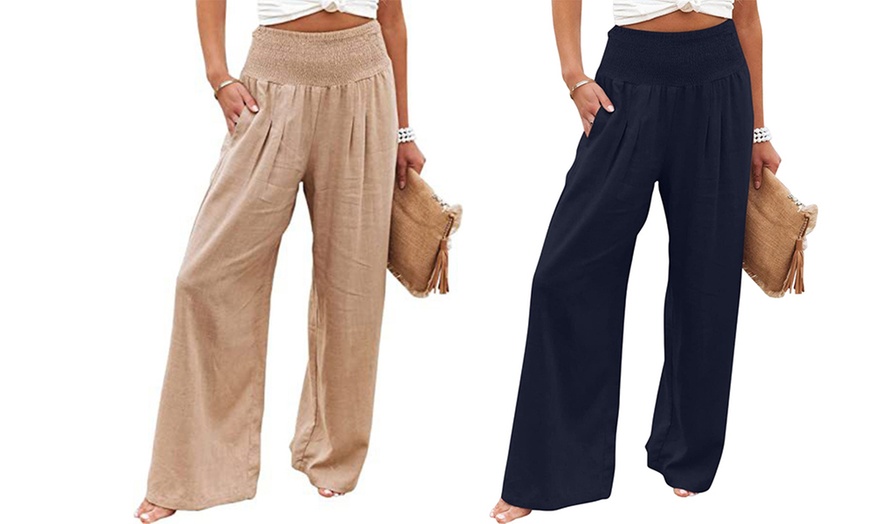 Image 12: 1x oder 2x Lockere Leinenhose für Damen