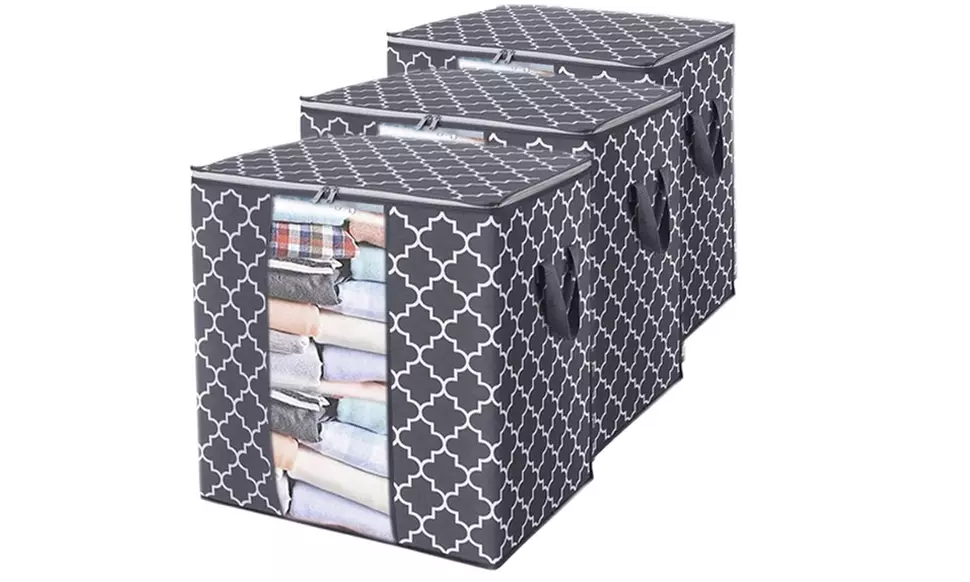 3-Pack 100L Large Capacity Clothes Storage Organizer with Reinforced Handle
