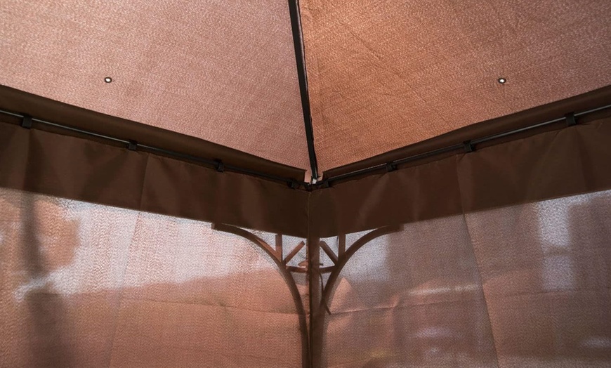 Image 3: Outsunny Outdoor Gazebo Canopy Shelter with Curtains