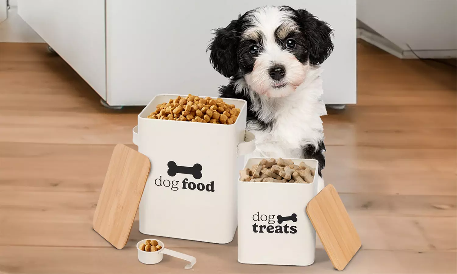 Set of Two Airtight Dog Food Storage Tins