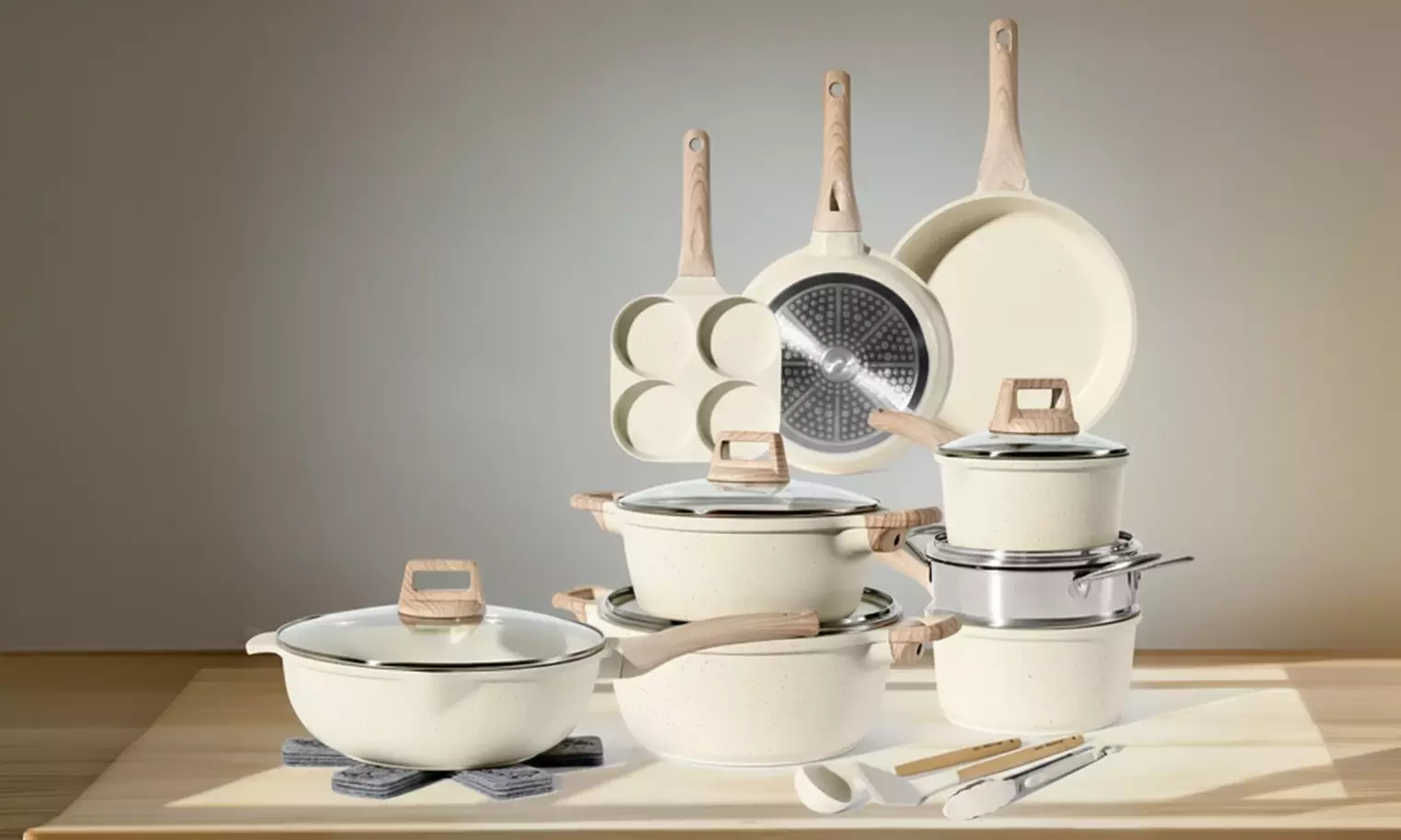 Batterie de cuisine 21 pièces antiadhésives en granit