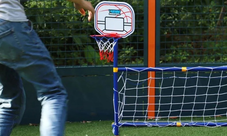 Image 3: 2-in-1 Basketball Hoop and Football Set