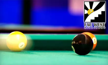 $10 for $20 Worth of Pool, Pub Grub, and Drinks at Far West Billiards - Primary Image