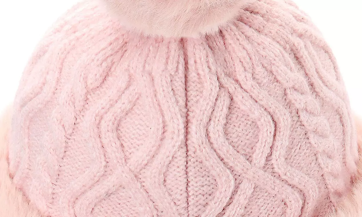 Women Winter Warm Faux Fur Knit Pom Pom Hat Beanie Bobble Ski Fleece Lined