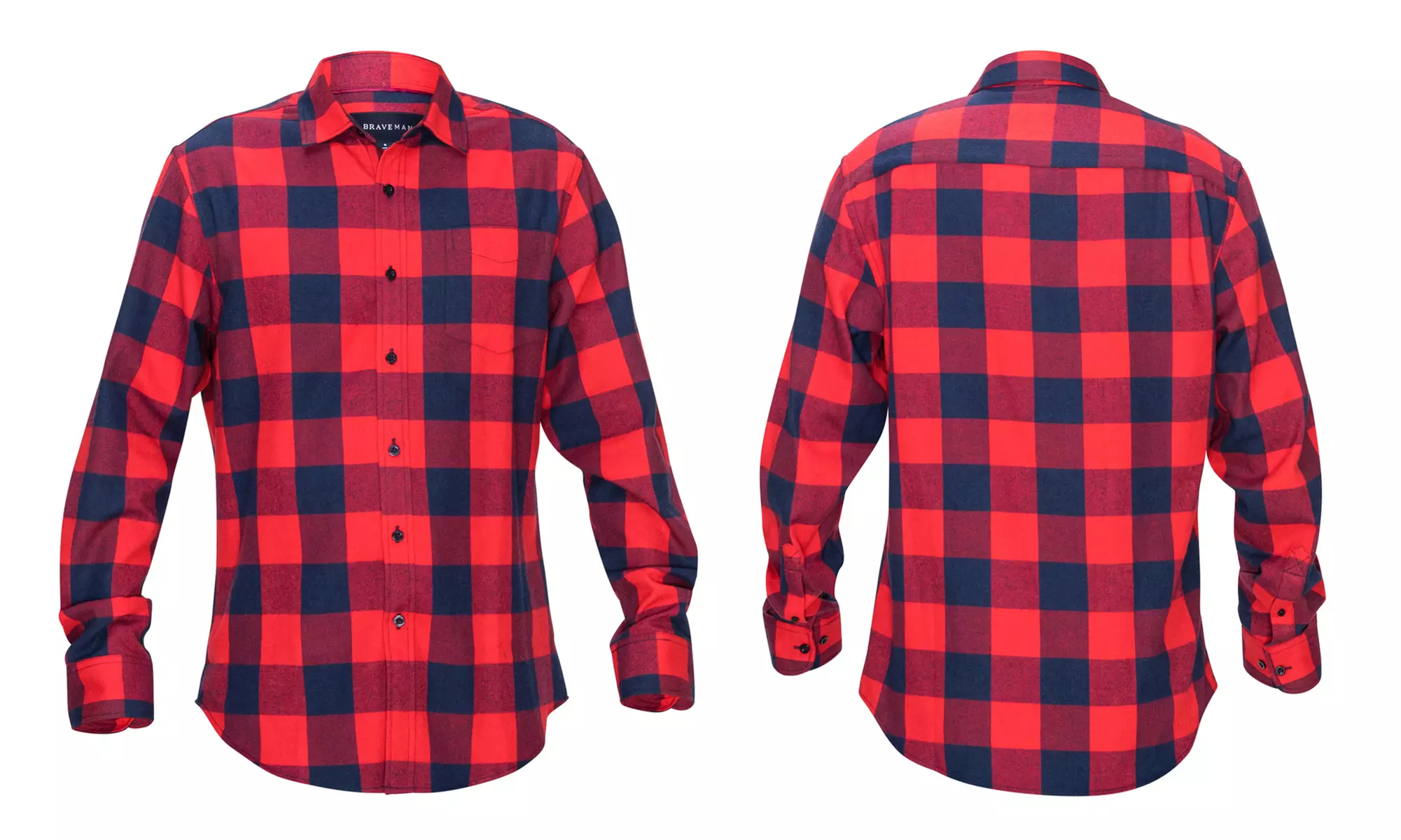 Braveman Men's Buffalo Plaid Button Down Classic Fit Flannel Shirt (S-3XL)