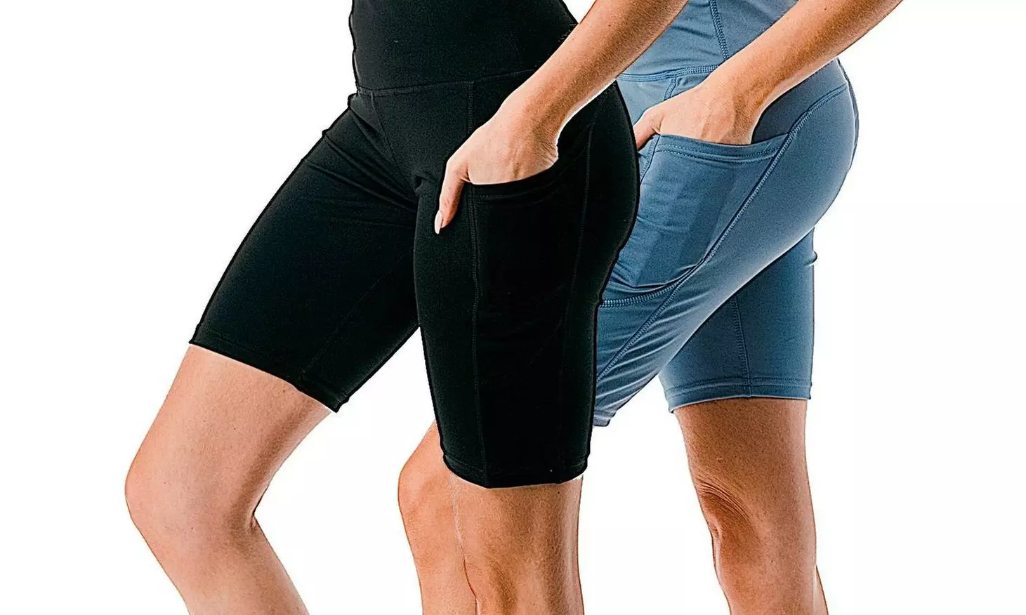 2-Pack Biker Bermuda Shorts: one black pair & one in a fun color!