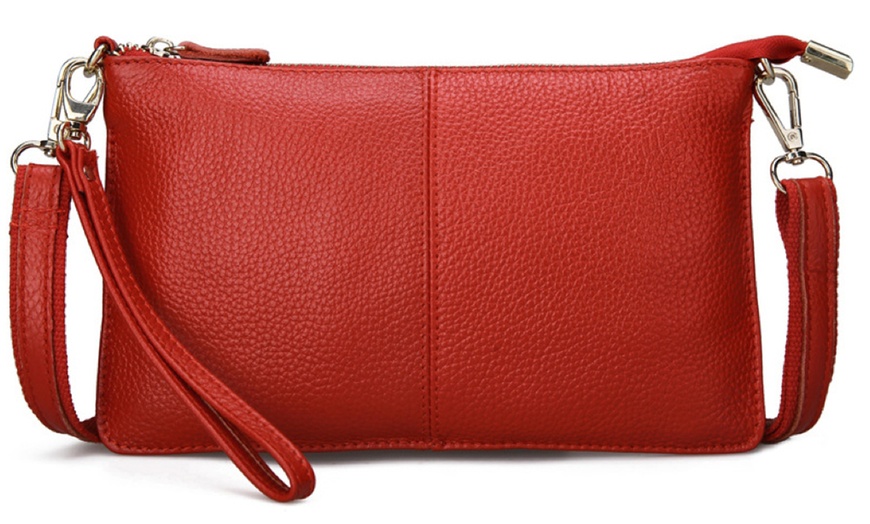 Image 8: Leather Wristlet Crossbody Purse