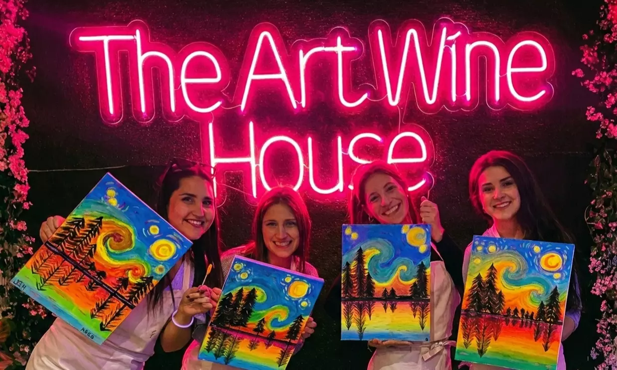 Cuadro Neon o Tote Bag con taller de 2h y vino ilimitado