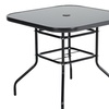 Image 3: Black Tempered Glass Coffee Table with Umbrella Hole 