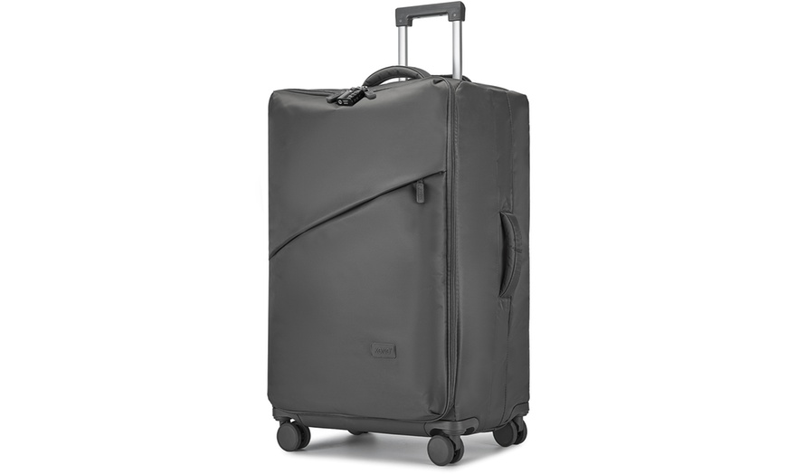 Image 20: KONO Lightweight Soft Shell Suitcase Set TSA Lock Wet/Dey Compartment