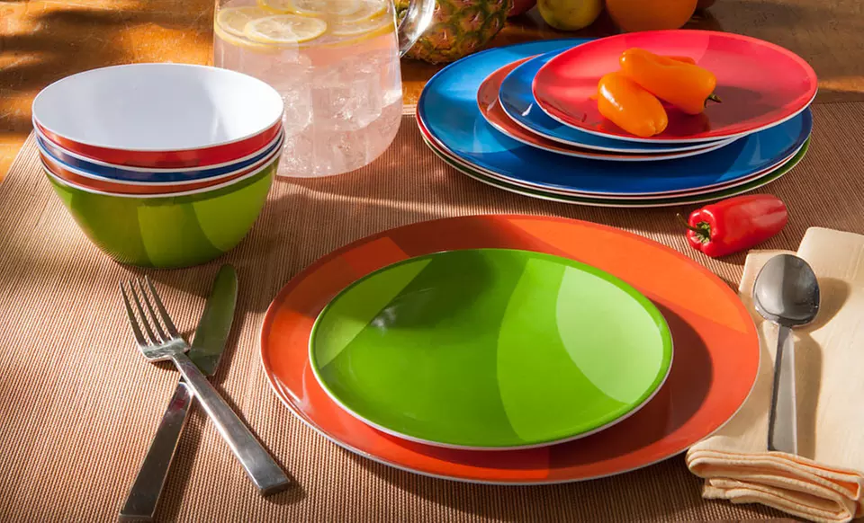 $19.99 for a 12-Piece Melamine Dish Set ($39.99 List Price). 4 Colors Available. Free Shipping and Returns. - Primary Image