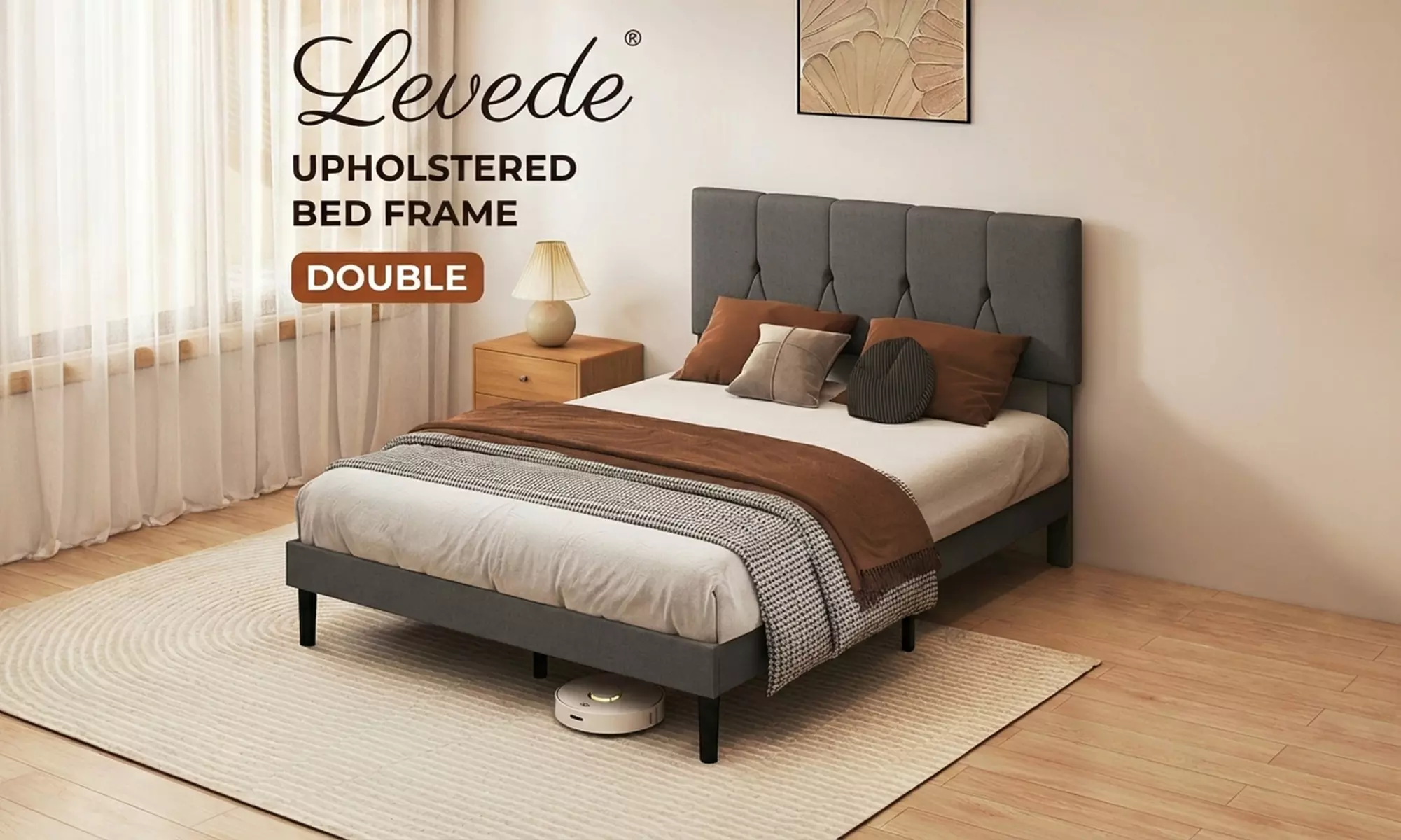 Levede Minimalist V-Style Upholstered Bed Frames Collections - Primary Image