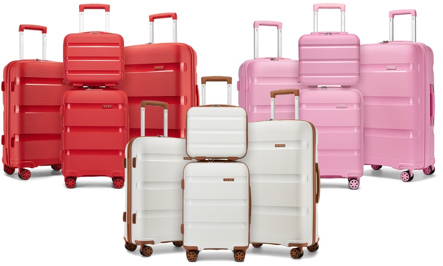 Image 1: KONO One or Four Piece Colorful PP Hard Shell Suitcase With TSA Lock
