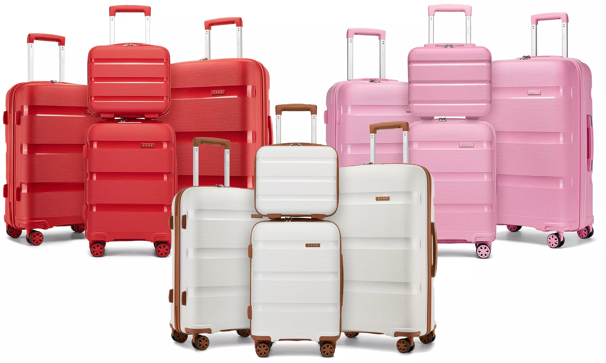 KONO One or Four Piece Colorful PP Hard Shell Suitcase With TSA Lock