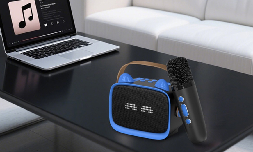 Image 4: Mini Bluetooth Karaoke Machine with 2 Wireless Microphones
