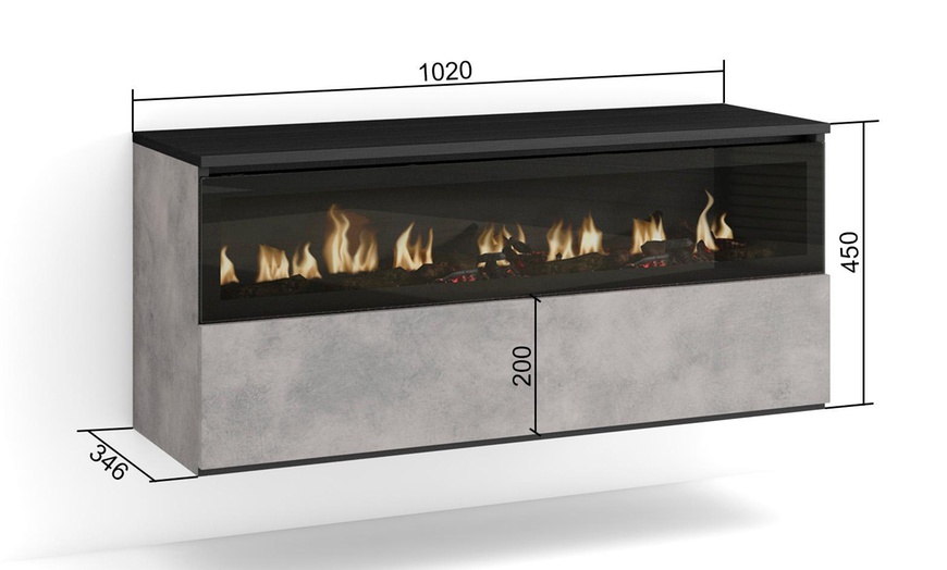 Image 9: Elektrischer LED-Kamin COZY mit 3D-Feuereffekt, opt. mit Hängeboard