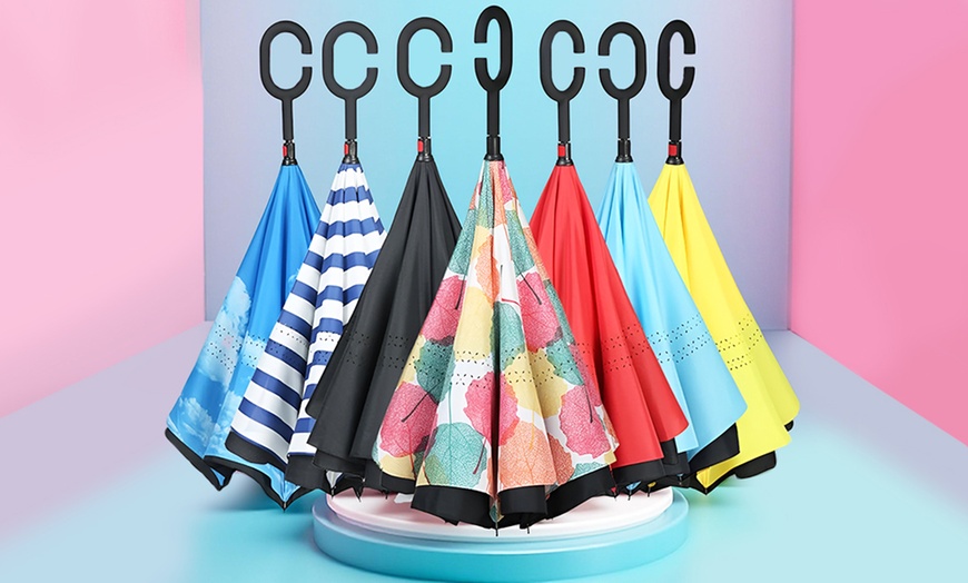 Image 3: Paraguas antiviento y antigoteo invertido