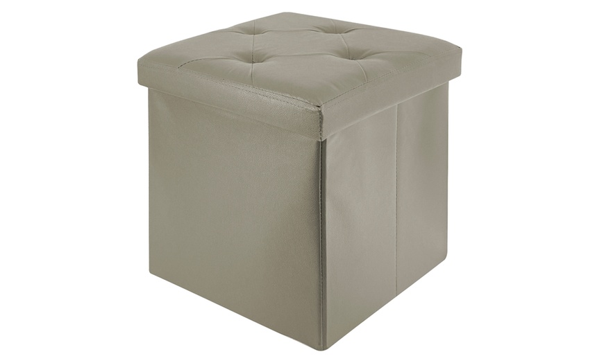 Image 14: Pouf carré en simili cuir avec espace de rangement