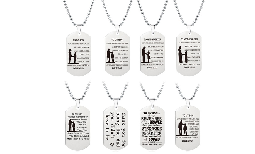 Image 1: Parent to Child Engraved Tag Necklace