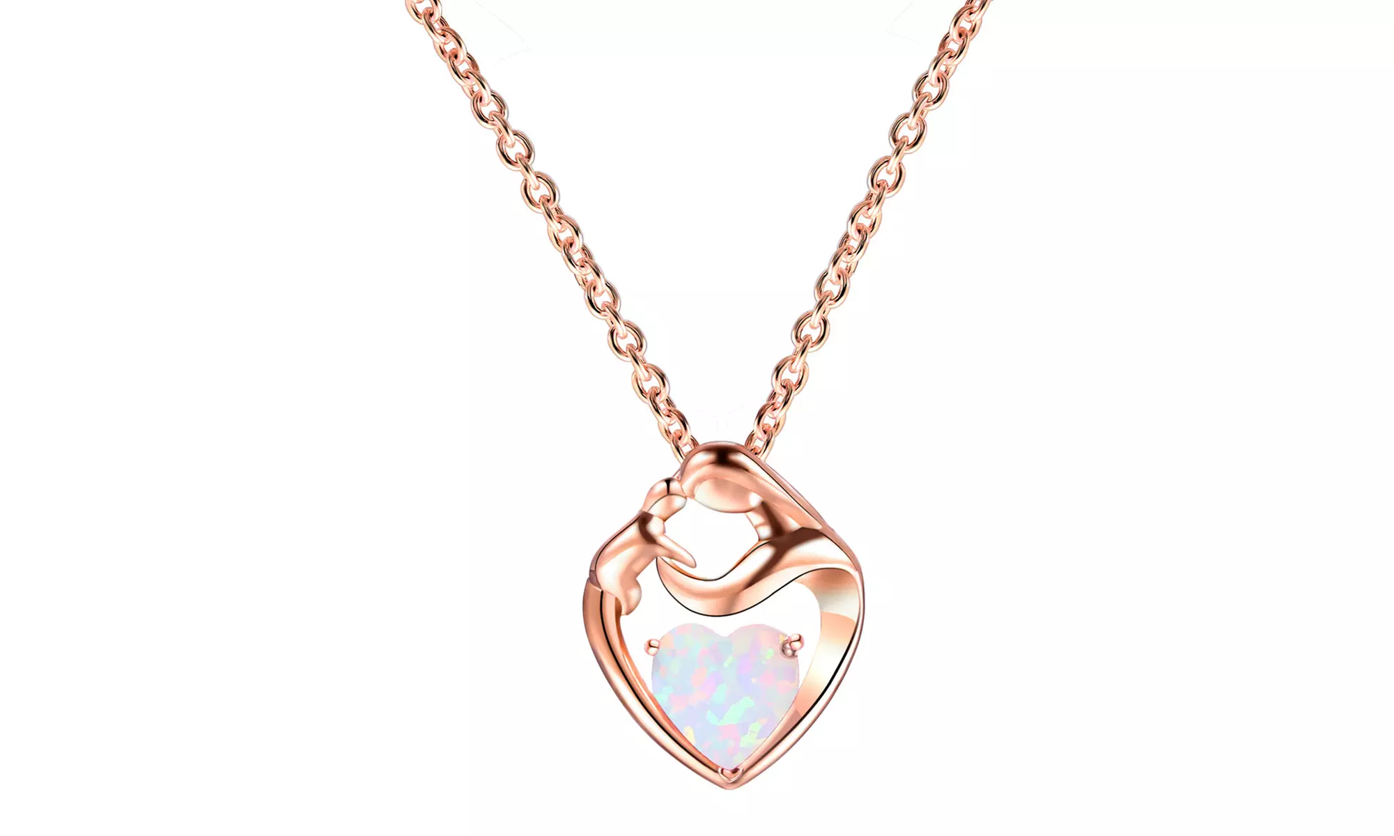 Mother And Child White Opal Pendant Necklace