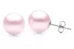 Paris Jewelry 24k White Gold Plated 6 MM Pink Pearl Stud Earrings - Second Medium