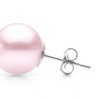 Image 2: Paris Jewelry 24k White Gold Plated 6 MM Pink Pearl Stud Earrings