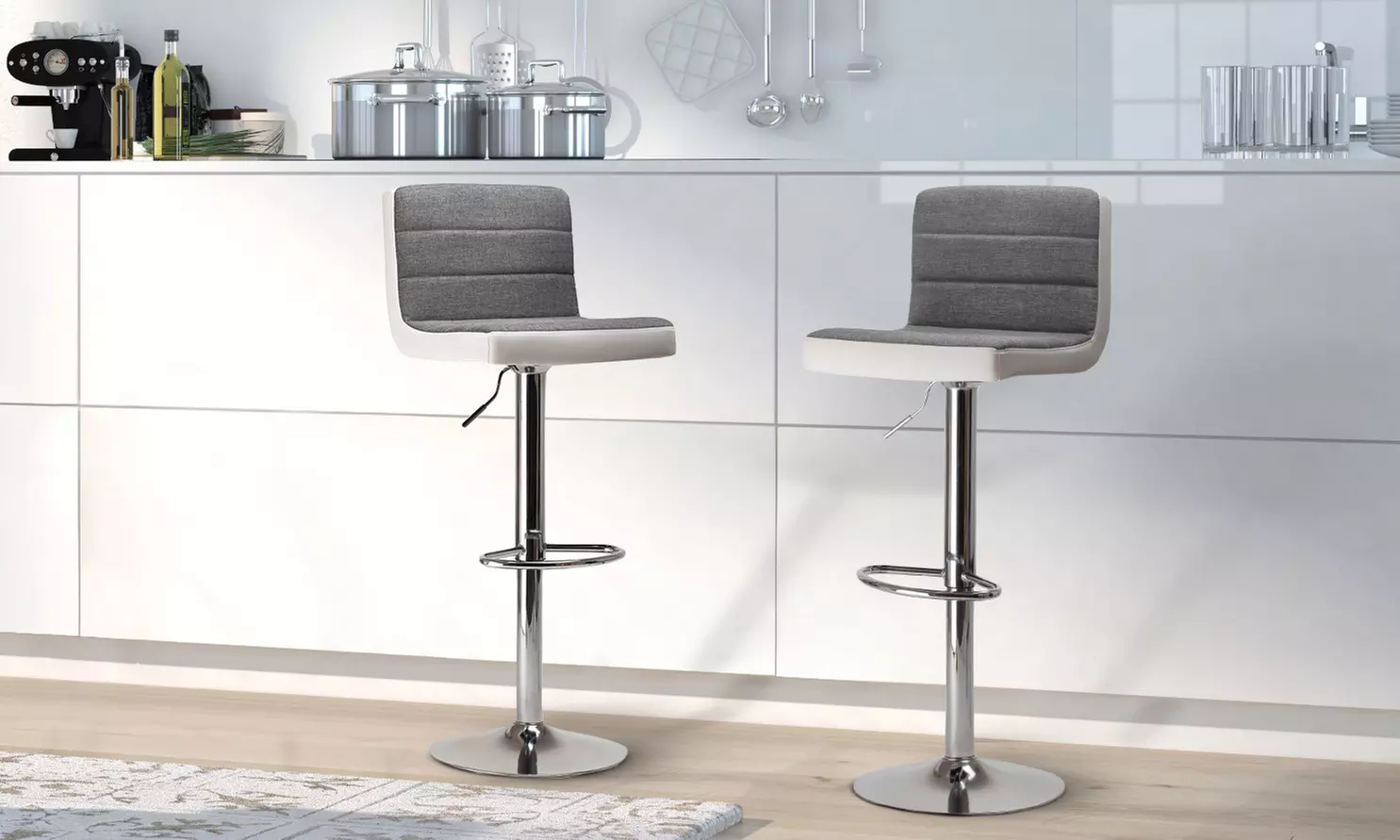 1x, 2x oder 4x Homekraft Barhocker Como in Weiß/Grau oder Schwarz/Grau - Primary Image